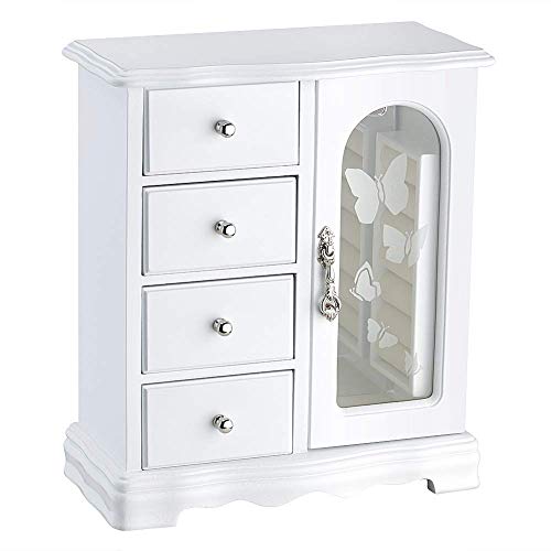 RR ROUND RICH DESIGN Jewelry Box - Made of Solid Wood with 4 Drawers