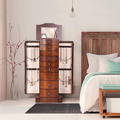 GOFLAME Chest Armoire Cabinet Standing with Mirror, Storage Organizer