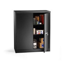 INVIE Black Steel SnapIt Storage Cabinet with 2 Adjustable Shelves