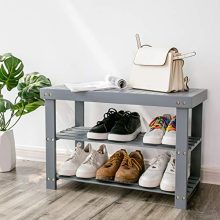 Entryway with the Bamboo 3-Tier Shoe Rack Bench