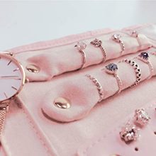 Piroir Travel Jewelry Organizer Roll Foldable Rings Necklaces Bracelets Earrings Case