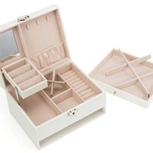 Jewelry Box Organizer Three-Layers Leather Jewelry Display Case