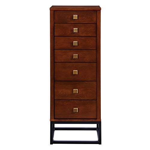 Southern Enterprises Reddaford Jewelry armoire, Dark Tobacco, Brass
