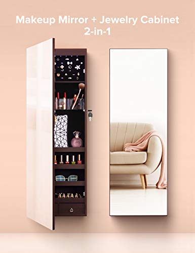 Nicetree 8 LED Mirror Jewelry Cabinet, Jewelry Armoire Organizer