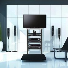 INTERGREAT Audio Stand Black Glass Audio Tower Audio Video Tower Components