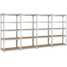 Topeakmart Silver Adjustable 5 Tier Commercial Industrial Racking Garage Shelving