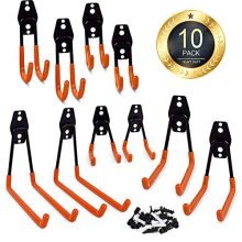 ZNCMRR Steel Garage Storage Utility Double Hooks, Heavy Duty Wall Hooks for Organizing Various Tools, ladders,Bulk Items, Bikes, 5 Sizes(10 Pack)