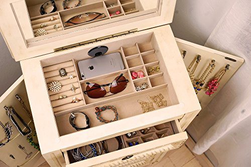 Hives and Honey Abby Jewelry Armoire, 40.25in X 19.5in X 11.75in, Antique Ivory