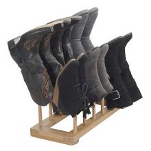 MobileVision Bamboo Boot Rack Free Standing Shoe Organizer, Holds 6 Pairs