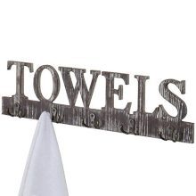 MyGift Torched Wood 5 Dual-Hook Towel Hanging Rack