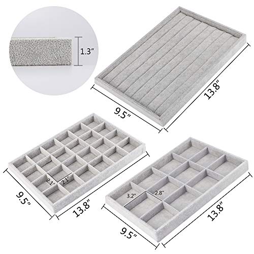 Mebbay Stackable Velvet Jewelry Trays Organizer, Jewelry Storage Display Trays