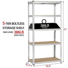 Topeakmart Silver Adjustable 5 Tier Commercial Industrial Racking Garage Shelving