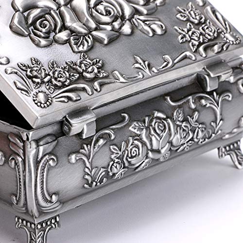 Hipiwe Vintage Metal Jewelry Box Small Trinket Jewelry Storage Box