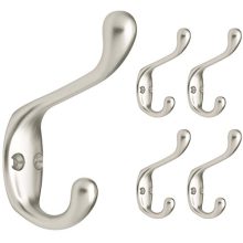 Franklin Brass Heavy Duty Coat and Hat Hook, 5-Pack, Matte Nickel, 5 Piece