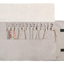 Velvet Jewelry Roll Organizer with 16 Snap Hangers for Travel