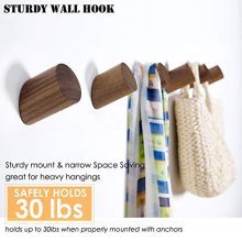 Wall Hooks, Felidio Natural Wood Coat Hooks Wall Mounted (Pack of 2pcs)