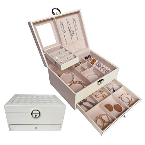 HerFav Jewelry Organizer Box for Women, Lockable Jewelry case