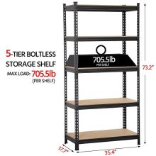 Topeakmart 4 Packs 5-Tier Black Garage Shelving Unit, Steel Display Rack