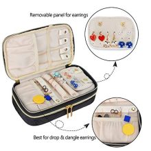 Teamoy Double Layer Jewelry Organizer, Quilted Jewelry Travel Case for Rings