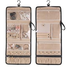 Lenlorry Travel Jewelry Organizer Roll Bag Case, Hanging Jewelry Organizers Holder