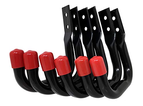 Tetra-Teknica Heavy Duty Garage Storage Utility Hooks, Color Black, 6 per Pack