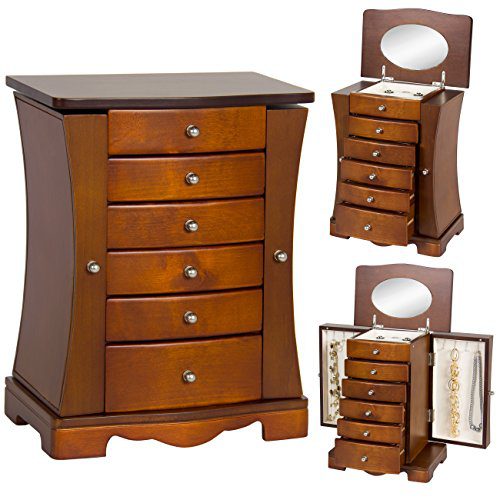 Best Choice Products Wooden Handcrafted Jewelry Box Organizer Armoire Cabinet