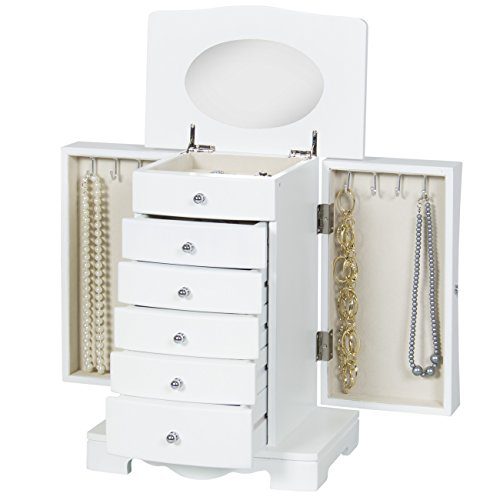 Best Choice Products Wooden Handcrafted Jewelry Box Organizer Armoire Cabinet