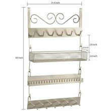 MyGift 4-Tier Brass-Tone Metal Wall Hanging Jewelry Organizer Rack