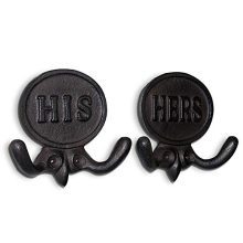 5.8" Set of 2 His and Hers Towel Hooks for Bathrooms |Perfect Towel Hook