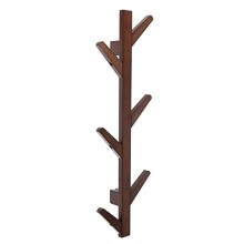Modern Brown Bamboo Wall Mounted 6 Hook Hanging Storage Organizer