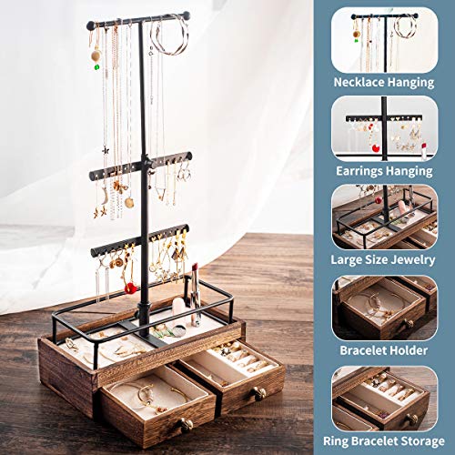 KUIENSI Jewelry Stand Organizer, 3 Tier Jewelry Tree Stand, Necklace Organizer