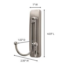Command Double Bath, Satin Nickel, 1-Hook, 1-Large Water-Resistant Strip