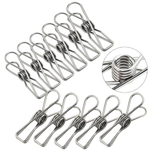 Wobe 30-Pack Stainless Steel Clothes Pins – Durable, Rust-Proof Clips for Laundry, Kitchen, and Office Use