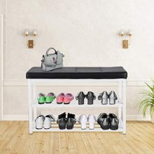 JHFUH Shoe Rack, 2-Tier Shoe Bench for Entryway Shoe Storage Organizer Rack