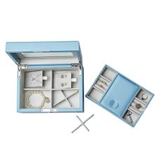 Vlando Two Tray Lockable Jewelry Box, Jewelries Collections Organizer