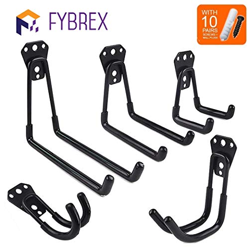 5pcs Heavy Duty Wall Hooks for Garage Storage System Kitchen Organizer
