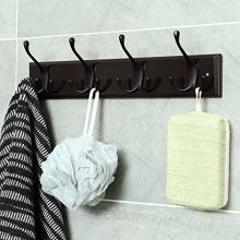 SONGMICS Wall Mounted Coat 16 Inch Rail Rack with 4 Tri-Hooks