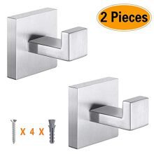 2Pcs Bath Towel Hooks Square Clothes Washcloths Robe Hook