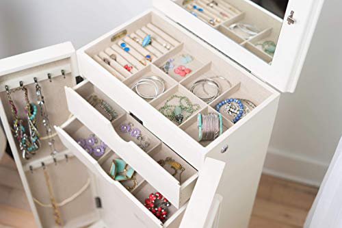 Hives and Honey Carson Fully Locking Jewelry Cabinet, White
