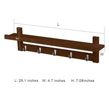 LANGRIA Coat Rack Shelf, Coat Rack Wall-Mounted Bamboo Wooden Hook Rack