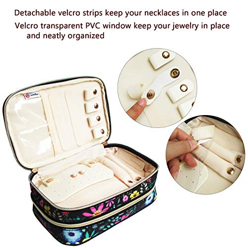 Q-smile Travel Jewelry Case Jewelry Organizer Bag Double Layer Storage