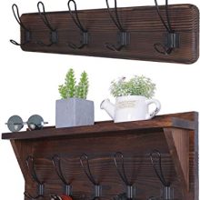 Set of 2 Entryway Coat Rack Wall Mounted with Shelf Rustic Coat Hooks