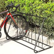 MyGift 6-Bike Capacity Steel Pipe Grid Bicycle Parking Rack