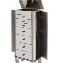 Powell Jewelry Armoire Wood, Silver Mirrored