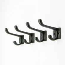 Vintage Cast Iron Wall Hooks (Black Texture Finish, Set of 4) - Rustic