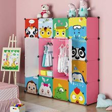 KOUSI Portable Kids Wardrobe Closet Children Dresser Hanging Storage Rack