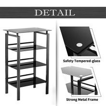 INTERGREAT Audio Stand Black Glass Audio Tower Audio Video Tower Components
