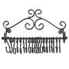 MyGift Wall Mounted Black Metal Scrollwork Design Jewelry Storage Organizer