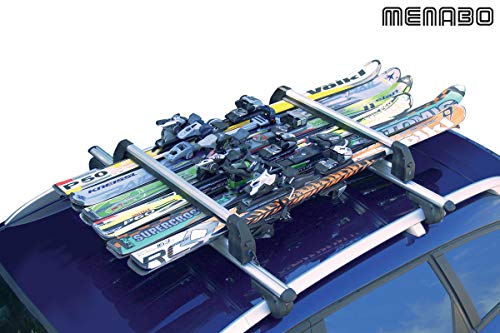 MENABO Silver Ice 3.0 Sliding Rack for 5 Skis or 2 Snowboards