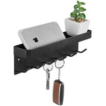 MyGift 6-Hook Wall-Mounted Black Metal Key Holder